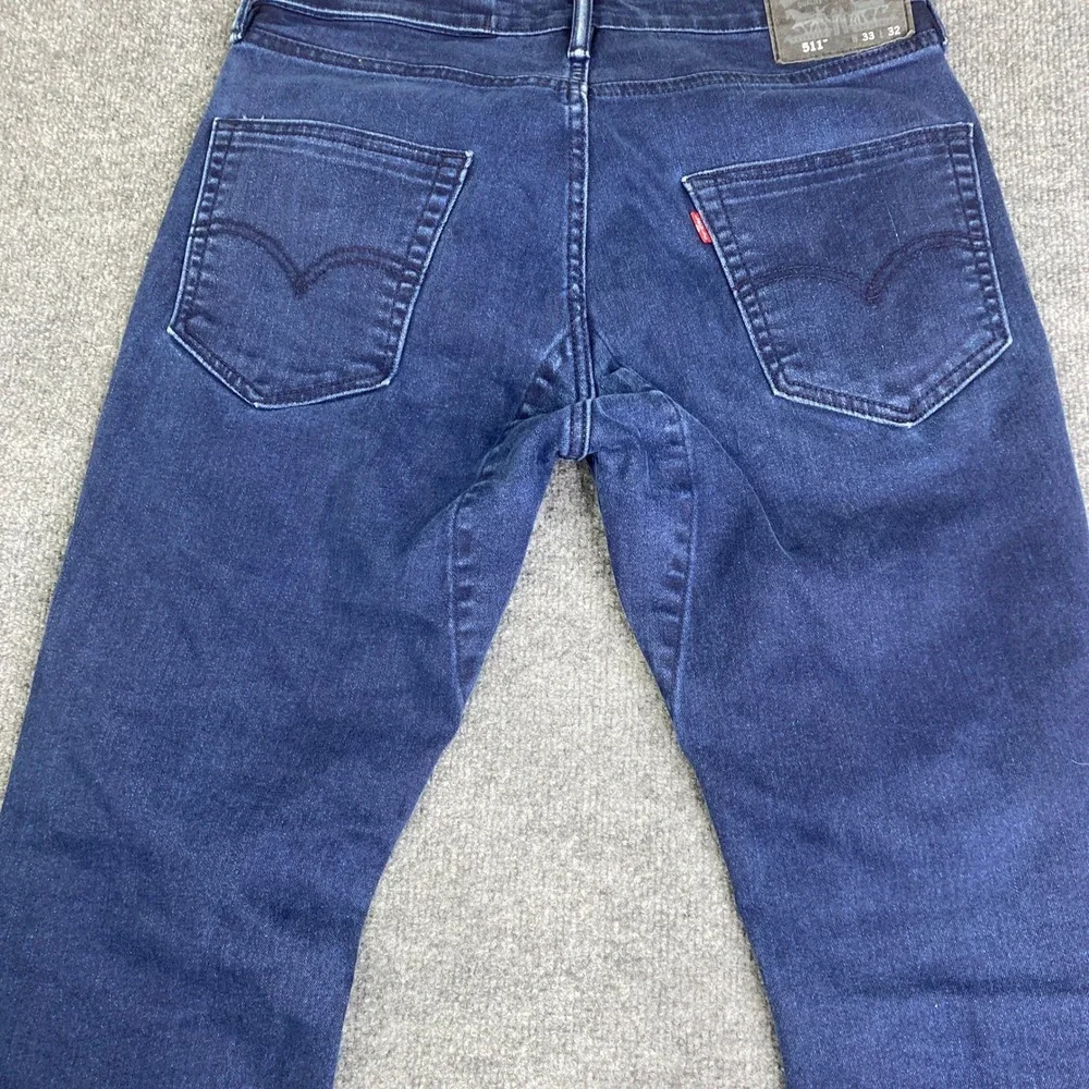 Levis 511 Commuter Slim Fit Jeans Mens 33x32 Dark Indigo Blue Stretch Denim